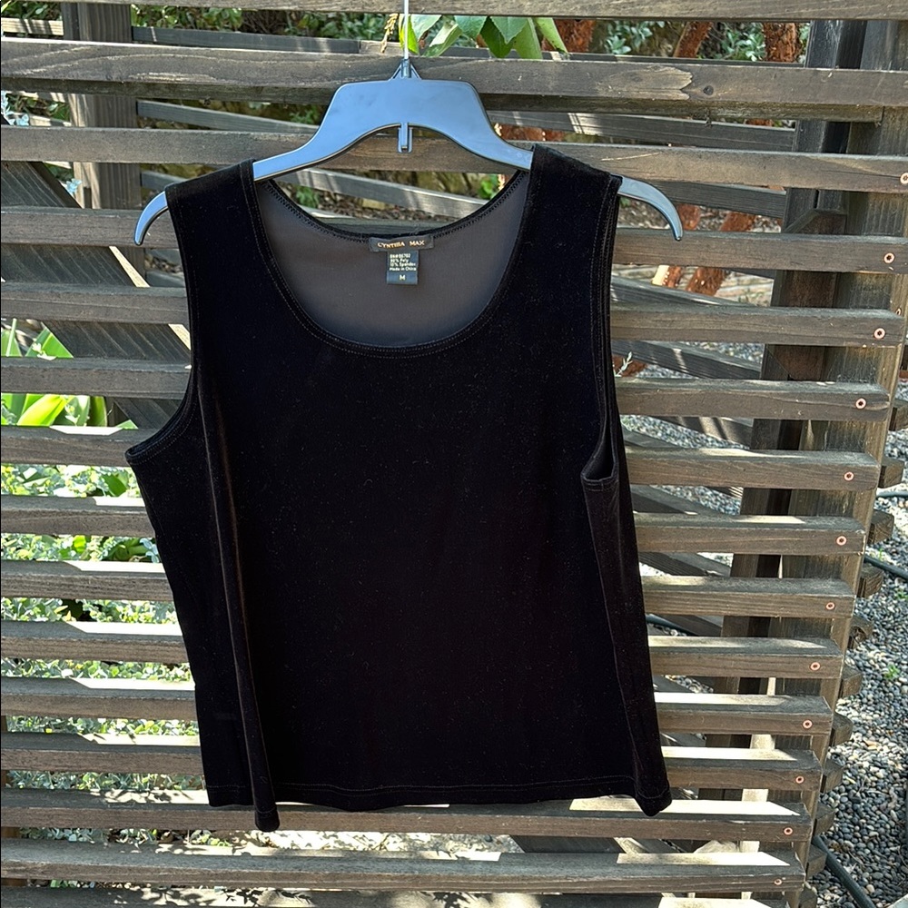 Women's black velvet sleeveless top